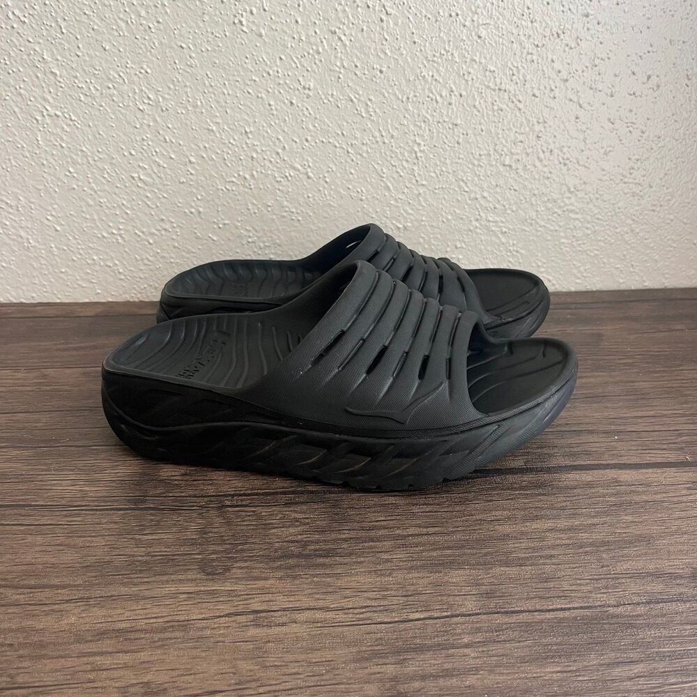 Hoka One One Ora Recovery Sandals Slides Black Womens Size 9 / Mens 7